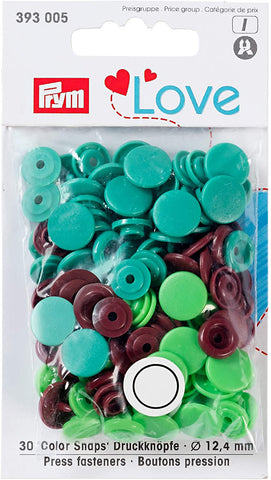 Prym Love Druckknöpfe 12,4 mm grün + braun 30 Stück