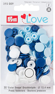 Prym Love Druckknöpfe 12,4 mm blau und weiß 30 Stück