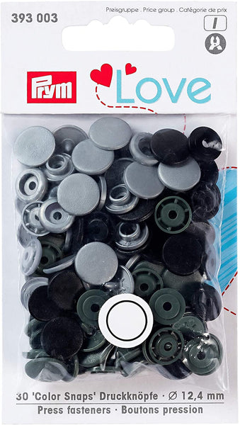 Prym Love Druckknöpfe 12,4 mm grau 30 Stück