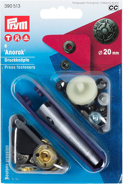 Prym Nähfrei Druckknöpfe Anorak 20 mm Fusion altsilber